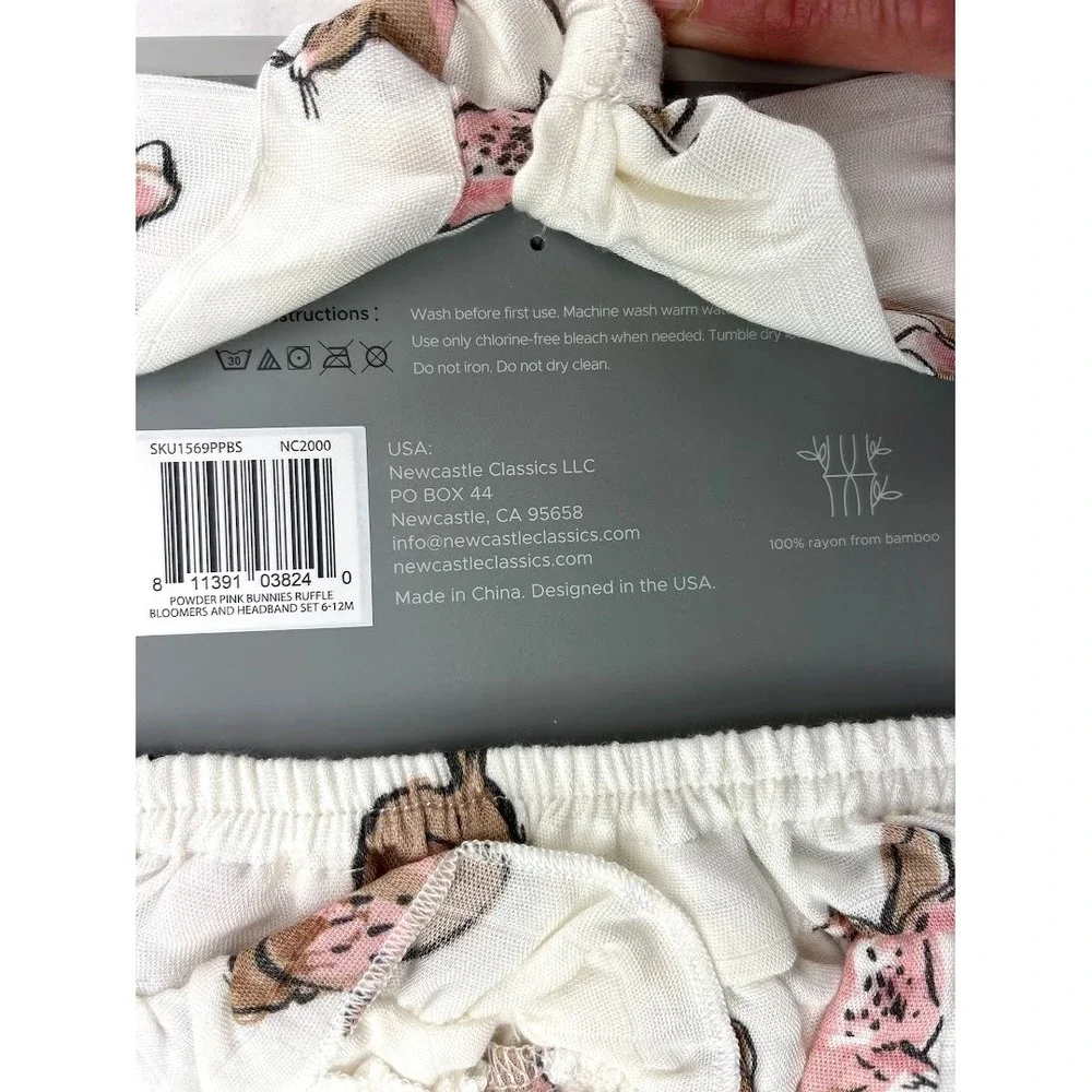 Baby Girl Bunny Ruffle Bloomer Headband Set‎ Bamboo 6 9 12 Mos Rayon 2pc NWT